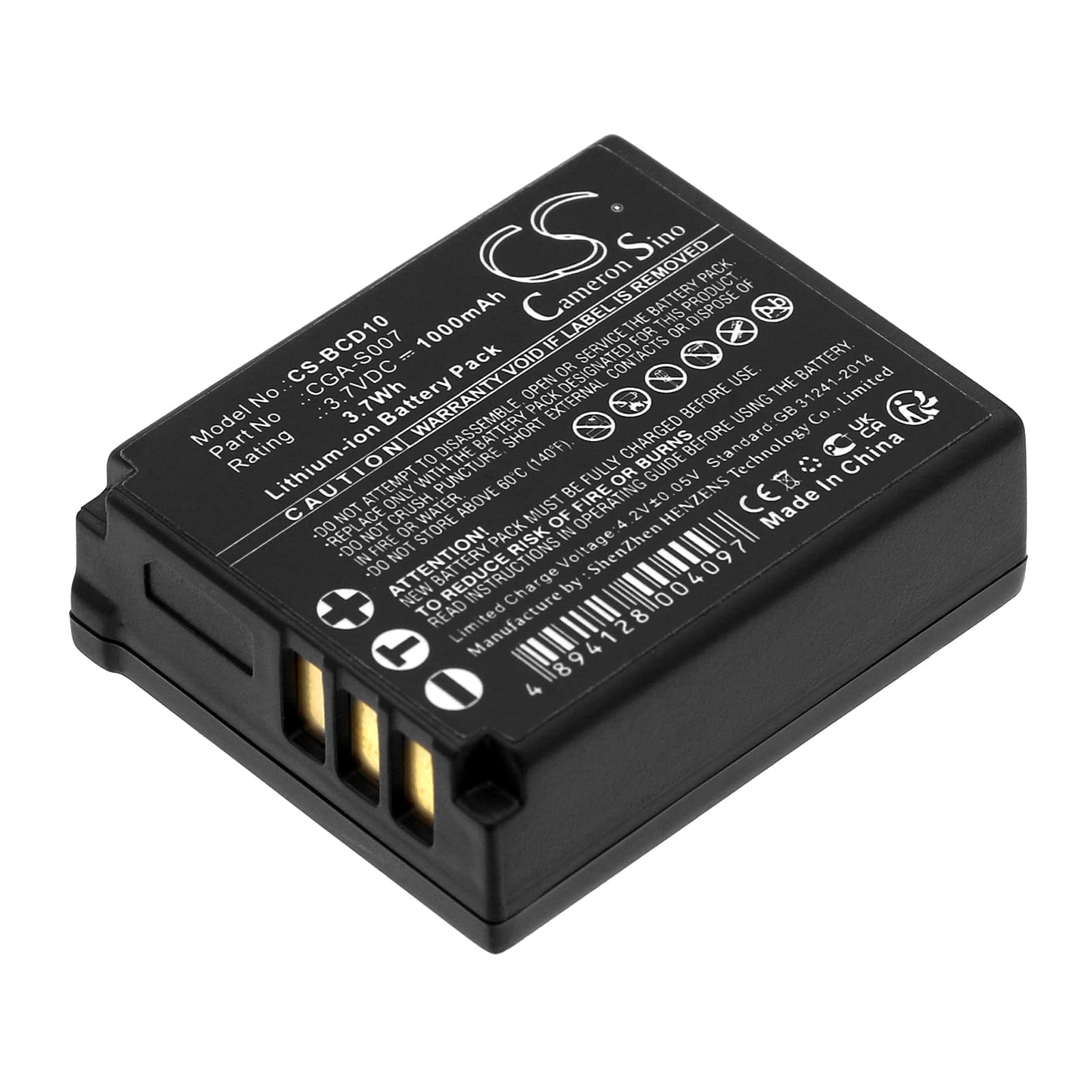 Batteri til Panasonic - CGA-S007 mfl