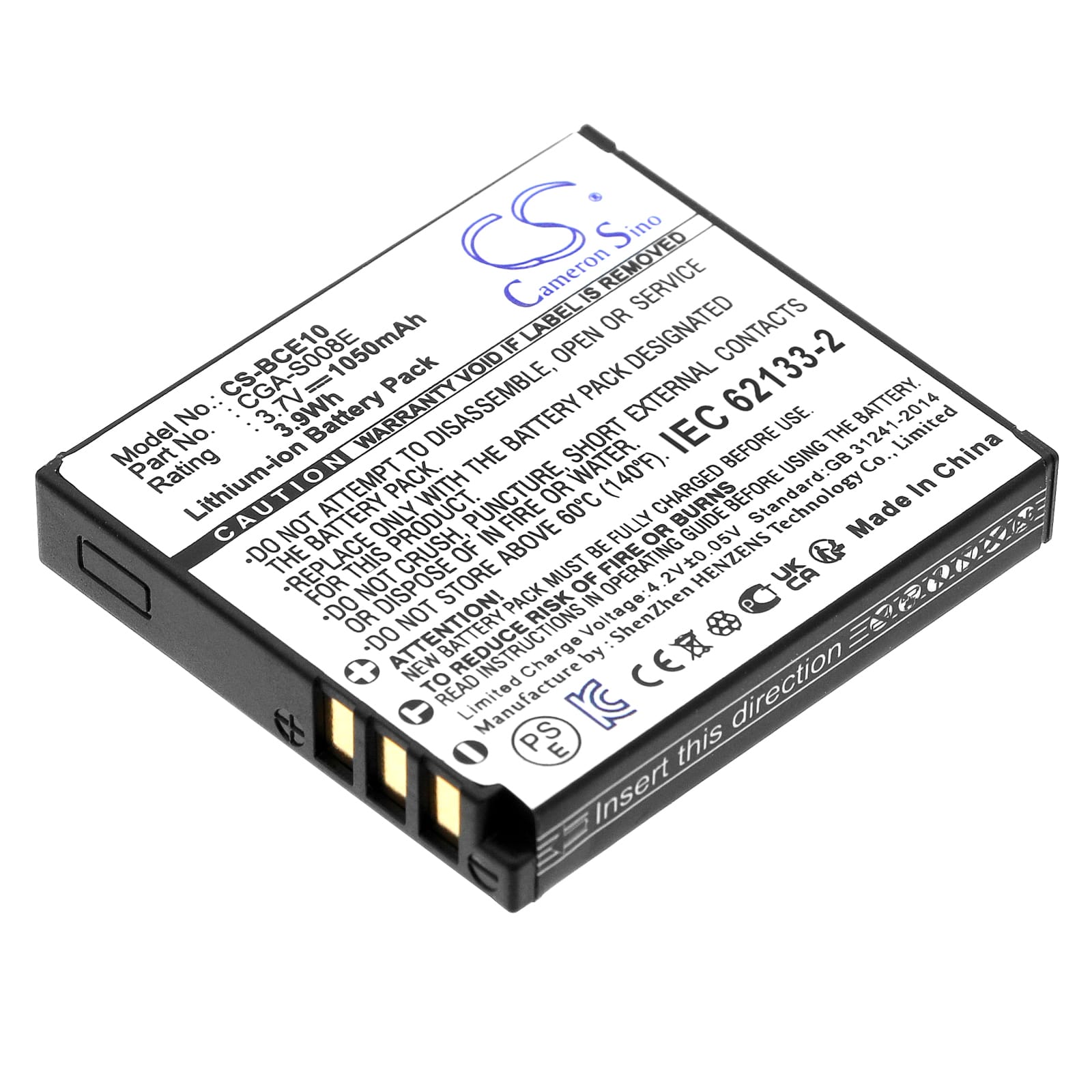 Batteri til Panasonic som ersätter CGA-S008 mfl