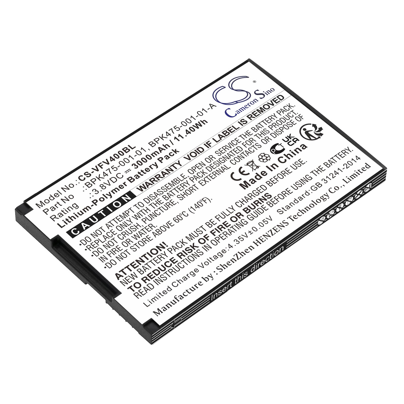 Batteri til Verifone M435-003-04-NAA-S mfl - 3.000 mAh