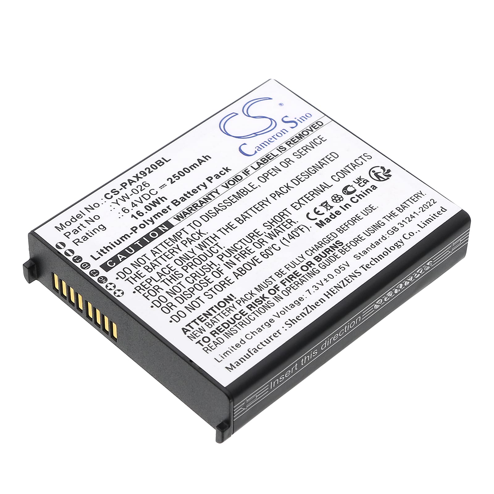 Batteri til Pax A920 MAX - 2.500 mAh